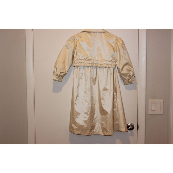 Vintage .W. Fisher I Girls 6x ivory Satin Dress Coat With Puff Sleeves & Ruffled - Picture 7 of 10